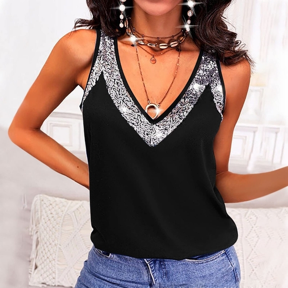 Shine On Wide Strap Tank - Black - Picture 4 of 4
